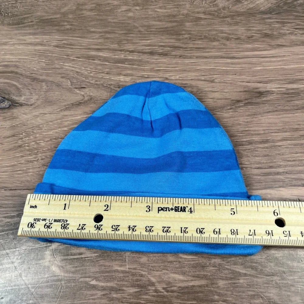 Gerber Beanie Hat Set Baby 0-6 Months Blue Striped Cotton Cute 3 Pack